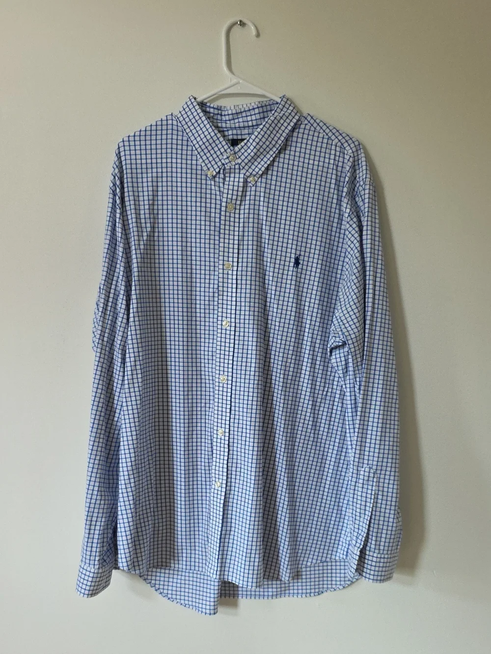 Polo by Ralph Lauren Blue and White Check Button-Down Shirt, Size XXL